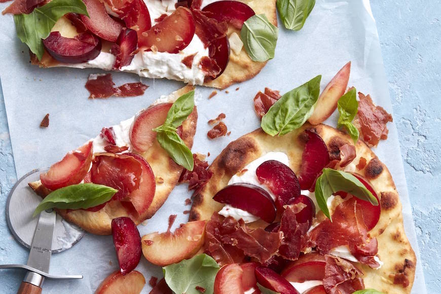 Crispy Prosciutto, Plum and Burrata Flatbread What's Gaby Cooking