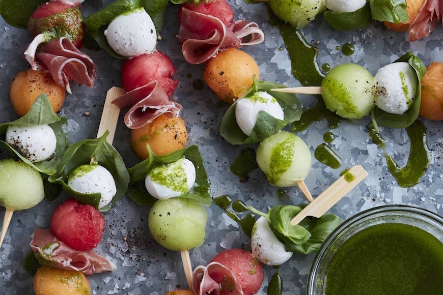 Melon Caprese Skewers What's Gaby Cooking
