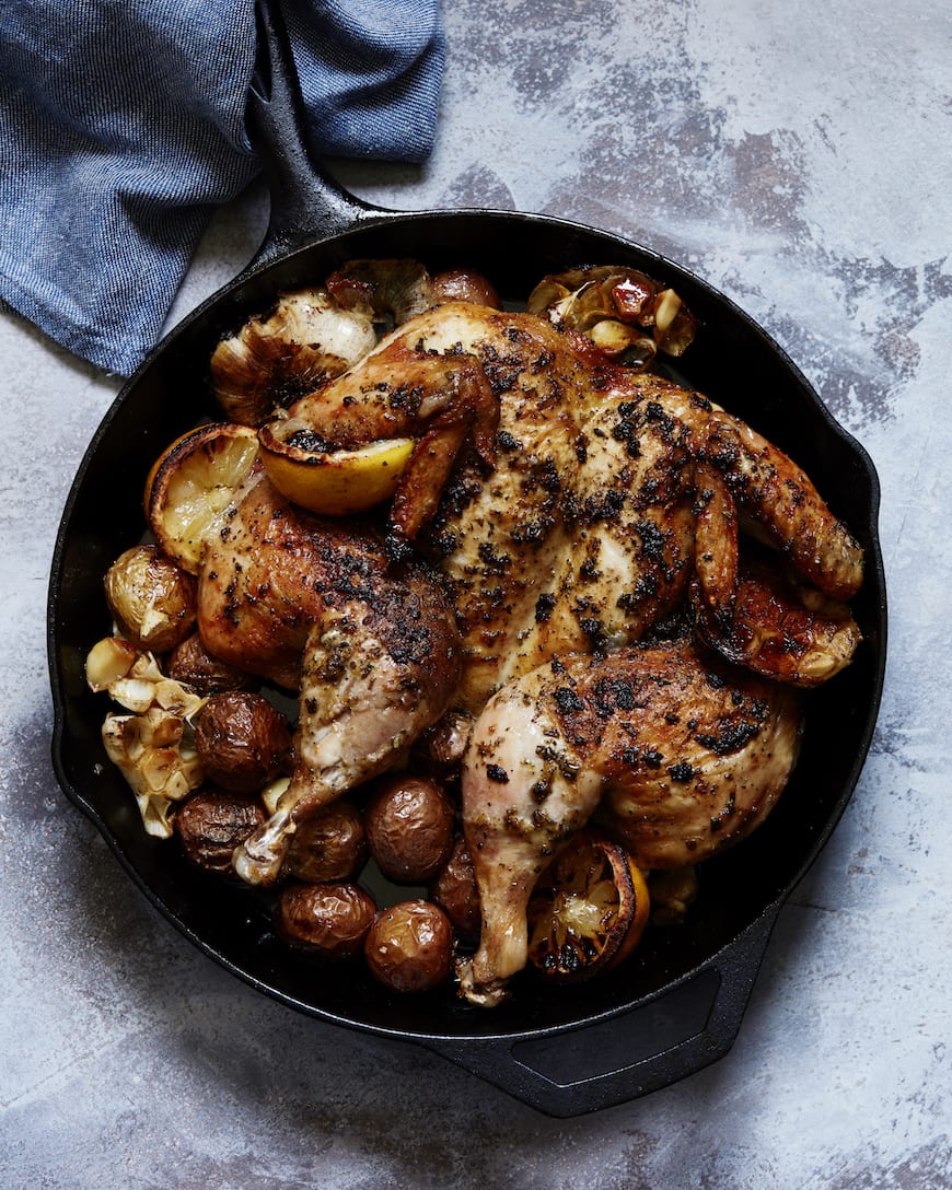 Lemon Roasted Spatchcock Chicken