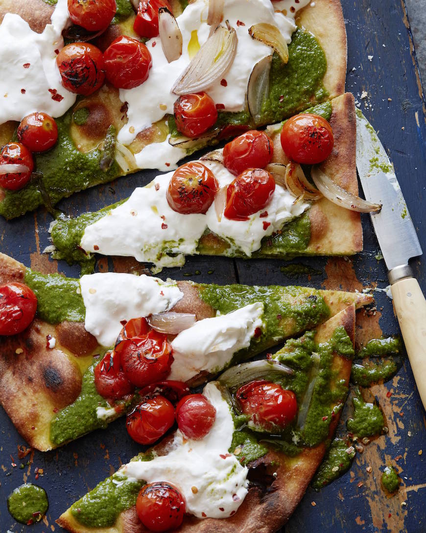 Charred Tomato Pesto Pizza - What&amp;#39;s Gaby Cooking