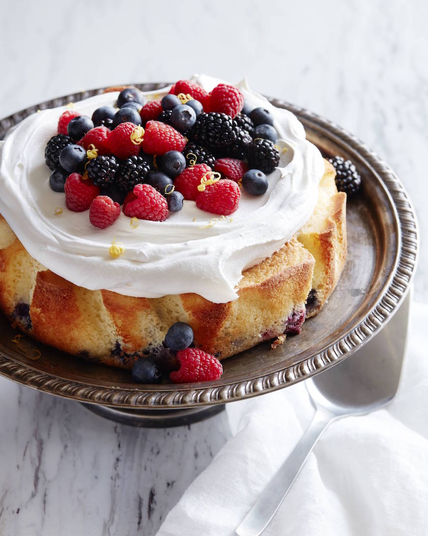 mixed berry lemon drenched cake