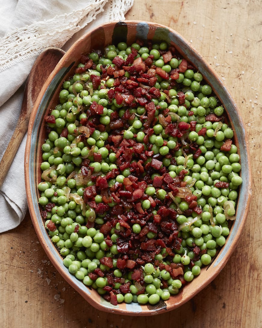 peas and pancetta with lemon