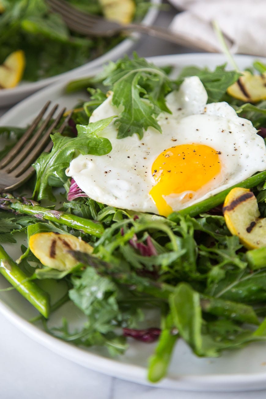 Grilled Asparagus Salad with Fried Eggs - What's Gaby Cooking