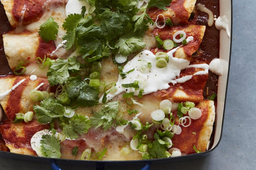 Sweet Potato, Kale and Black Bean Enchiladas 