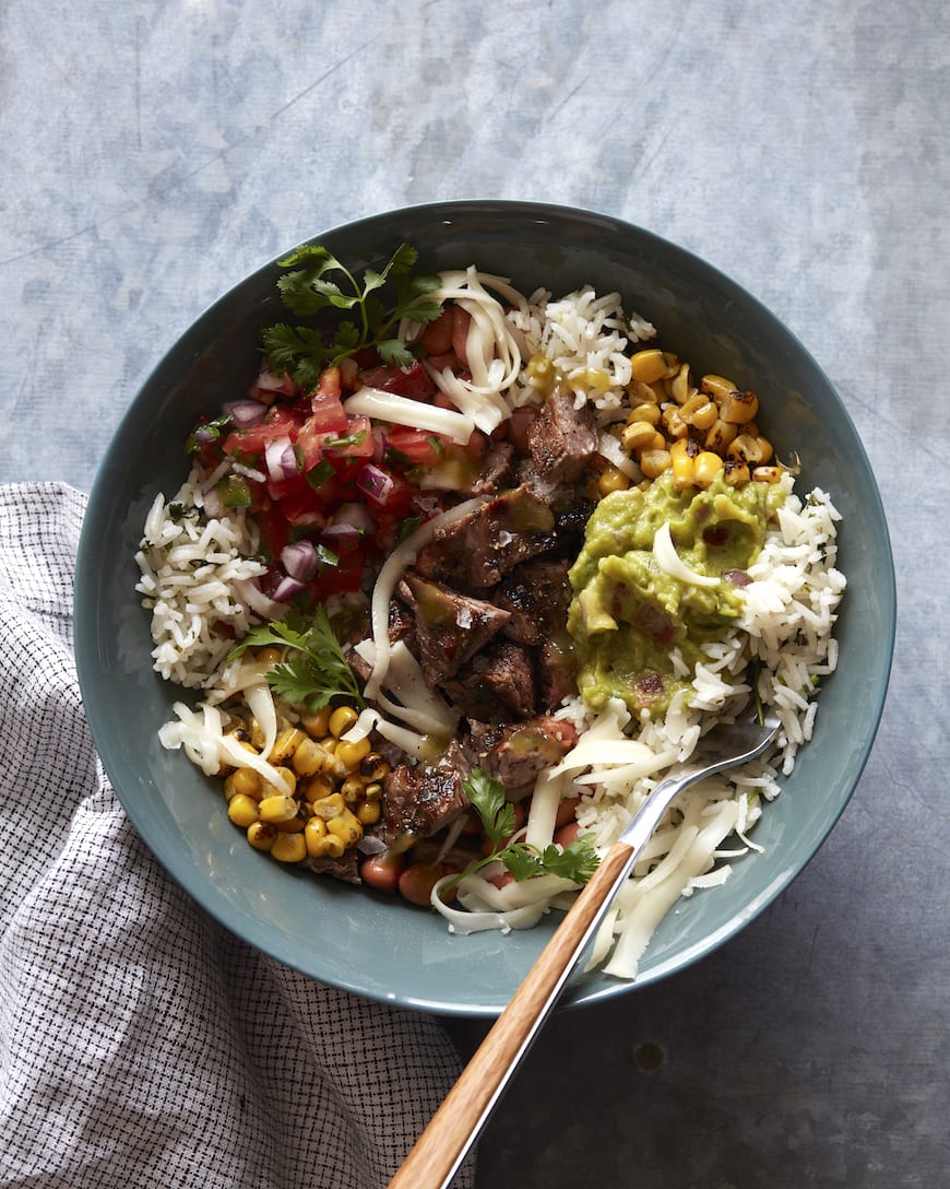 flank steak burrito bowls